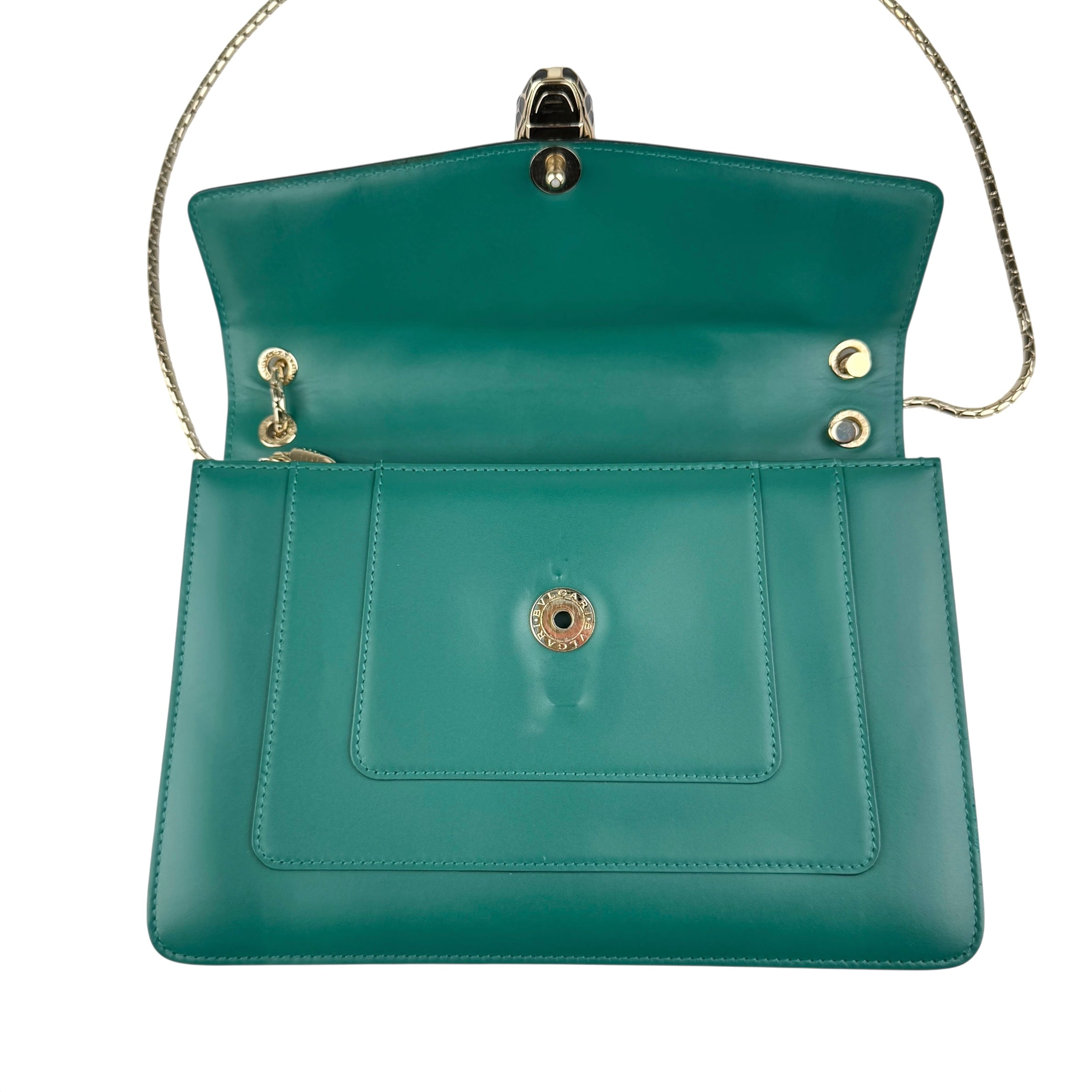 Pre-owned Bvlgari Bulgari Calfskin Serpenti Forever Shoulder Bag Emerald Green shoulder bag