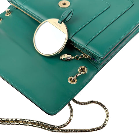 Pre-owned Bvlgari Bulgari Calfskin Serpenti Forever Shoulder Bag Emerald Green shoulder bag