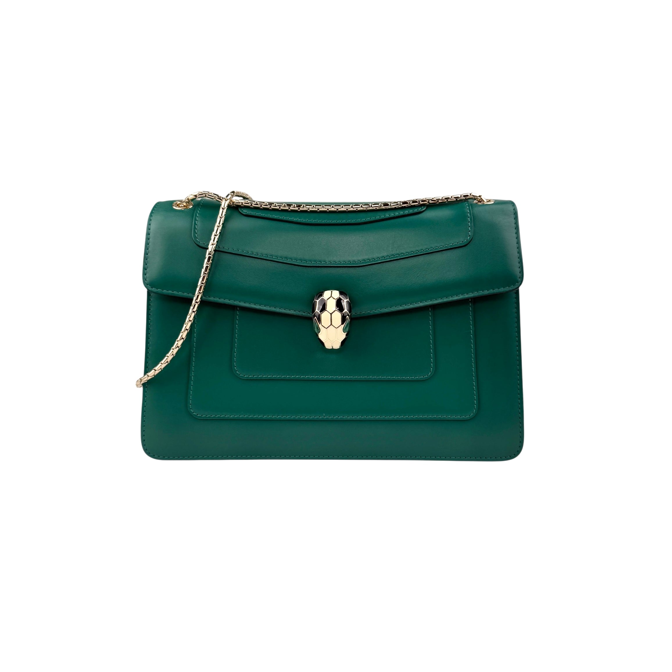 Pre-owned Bvlgari Bulgari Calfskin Serpenti Forever Shoulder Bag Emerald Green shoulder bag main image