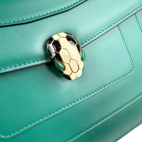 Pre-owned Bvlgari Bulgari Calfskin Serpenti Forever Shoulder Bag Emerald Green shoulder bag