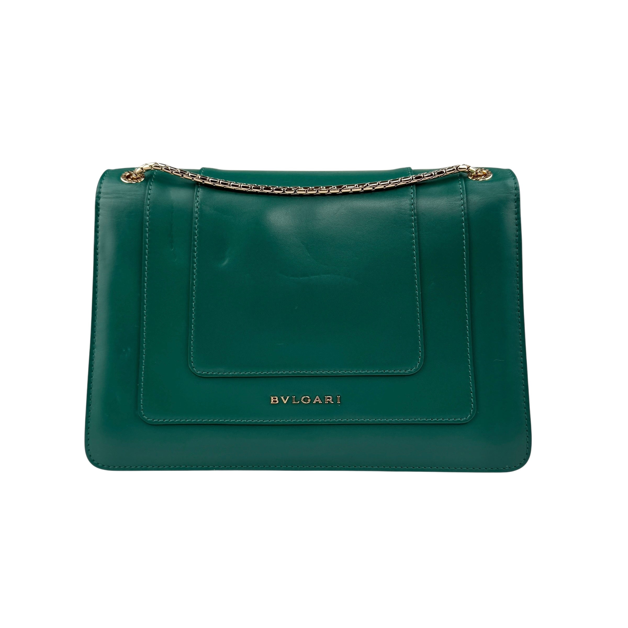 Pre-owned Bvlgari Bulgari Calfskin Serpenti Forever Shoulder Bag Emerald Green shoulder bag