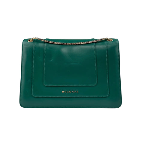 Pre-owned Bvlgari Bulgari Calfskin Serpenti Forever Shoulder Bag Emerald Green shoulder bag