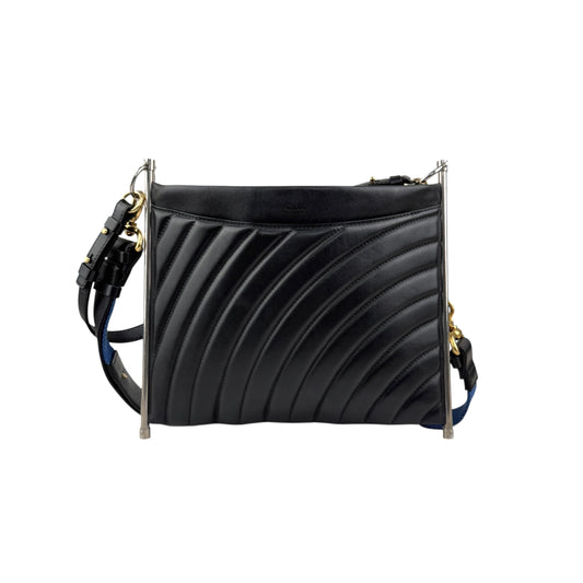Chloe Black Quilted Leather Metal Roy Shoulder Bag