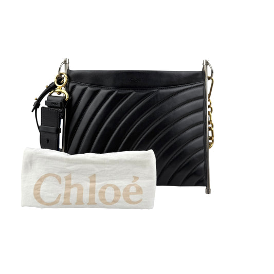 Chloe Black Quilted Leather Metal Roy Shoulder Bag