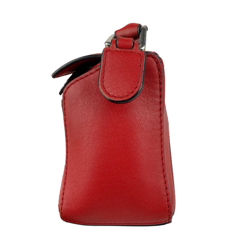 Loewe Red Pebbled Calfskin Leather Mini Puzzle Bag