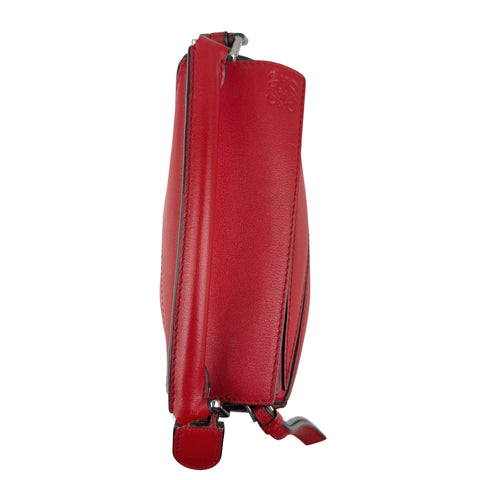 Loewe Red Pebbled Calfskin Leather Mini Puzzle Bag