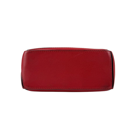 Loewe Red Pebbled Calfskin Leather Mini Puzzle Bag