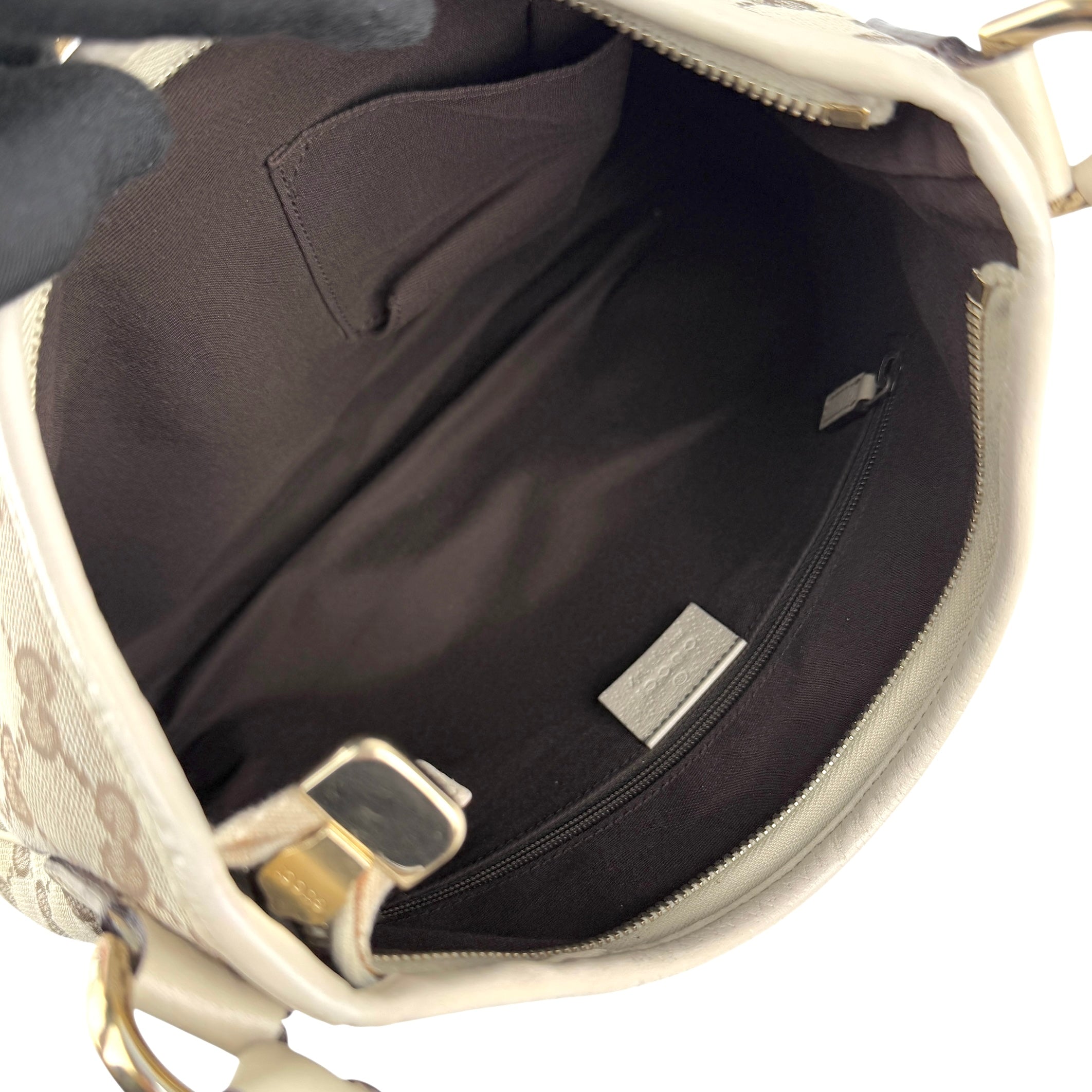 Pre-owned Gucci Beige GG Canvas and Leather Medium Abbey D-Ring Hobo bag
