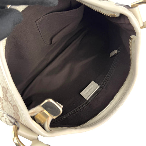 Pre-owned Gucci Beige GG Canvas and Leather Medium Abbey D-Ring Hobo bag