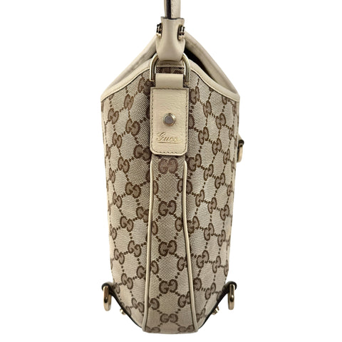 Pre-owned Gucci Beige GG Canvas and Leather Medium Abbey D-Ring Hobo bag