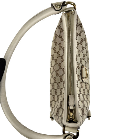 Pre-owned Gucci Beige GG Canvas and Leather Medium Abbey D-Ring Hobo bag