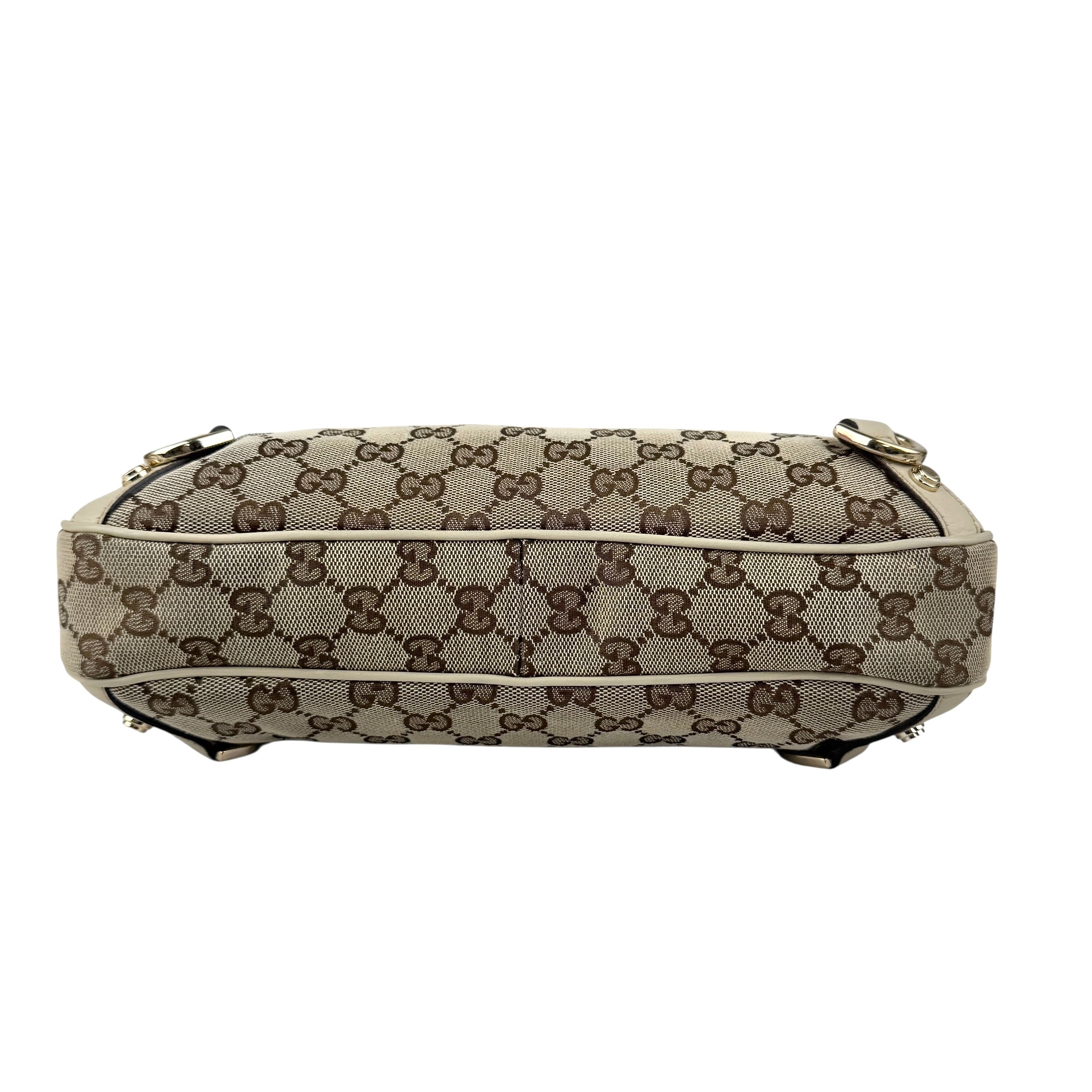 Pre-owned Gucci Beige GG Canvas and Leather Medium Abbey D-Ring Hobo bag