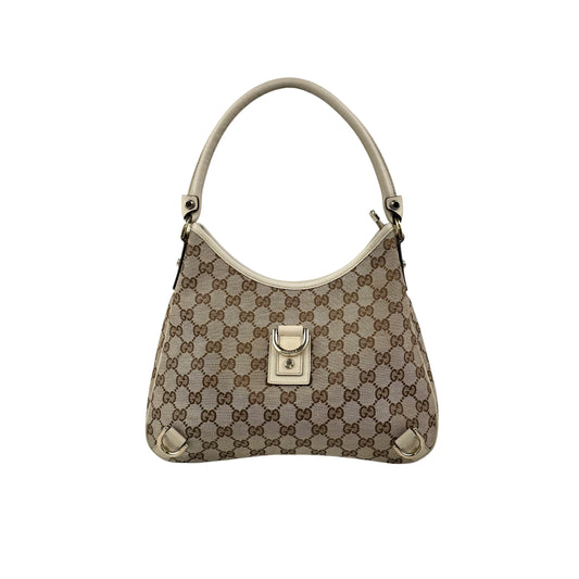 Pre-owned Gucci Beige GG Canvas and Leather Medium Abbey D-Ring Hobo bag main image