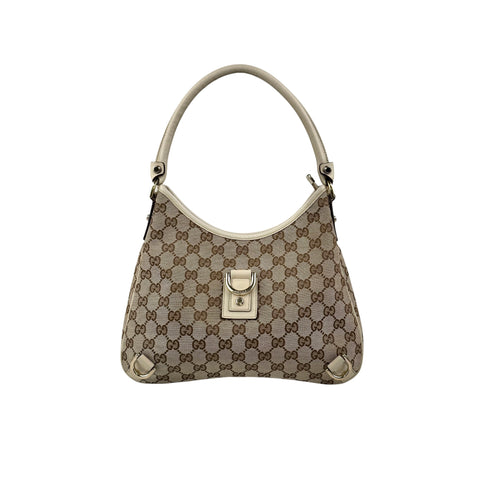 Pre-owned Gucci Beige GG Canvas and Leather Medium Abbey D-Ring Hobo bag main image
