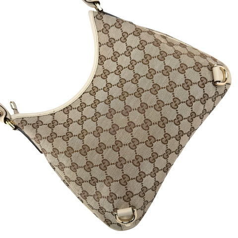 Pre-owned Gucci Beige GG Canvas and Leather Medium Abbey D-Ring Hobo bag