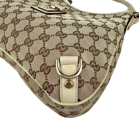 Pre-owned Gucci Beige GG Canvas and Leather Medium Abbey D-Ring Hobo bag
