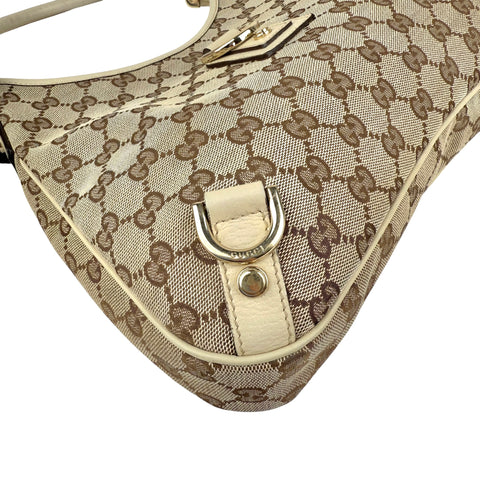 Pre-owned Gucci Beige GG Canvas and Leather Medium Abbey D-Ring Hobo bag