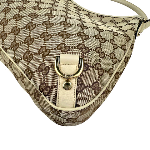 Pre-owned Gucci Beige GG Canvas and Leather Medium Abbey D-Ring Hobo bag