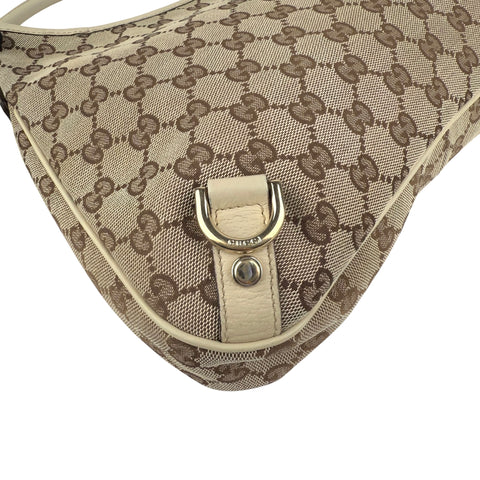 Pre-owned Gucci Beige GG Canvas and Leather Medium Abbey D-Ring Hobo bag