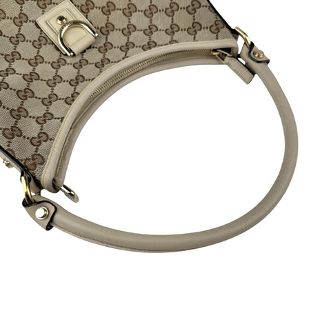 Pre-owned Gucci Beige GG Canvas and Leather Medium Abbey D-Ring Hobo bag