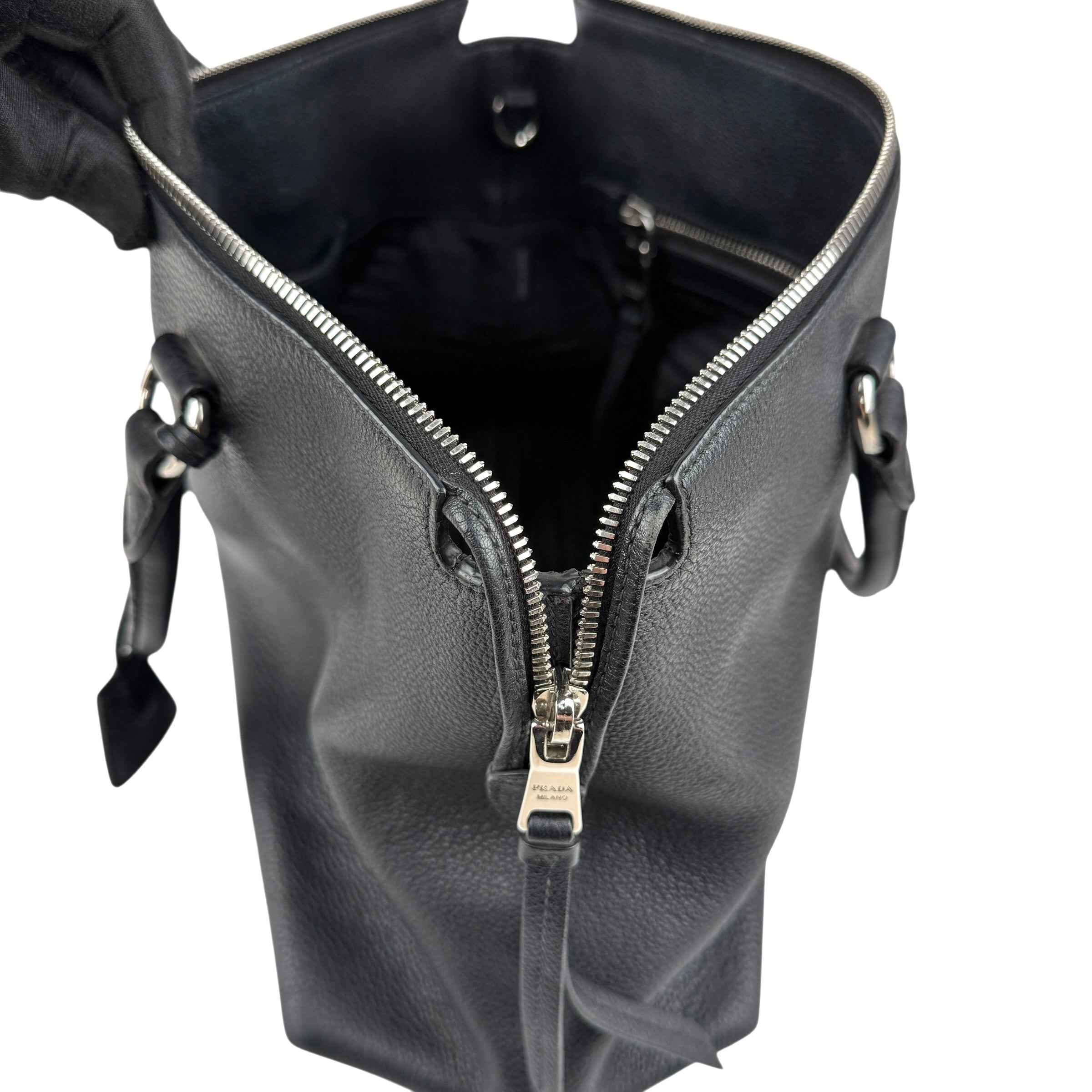 Prada Vitello Daino Leather Galleria Black Handbag