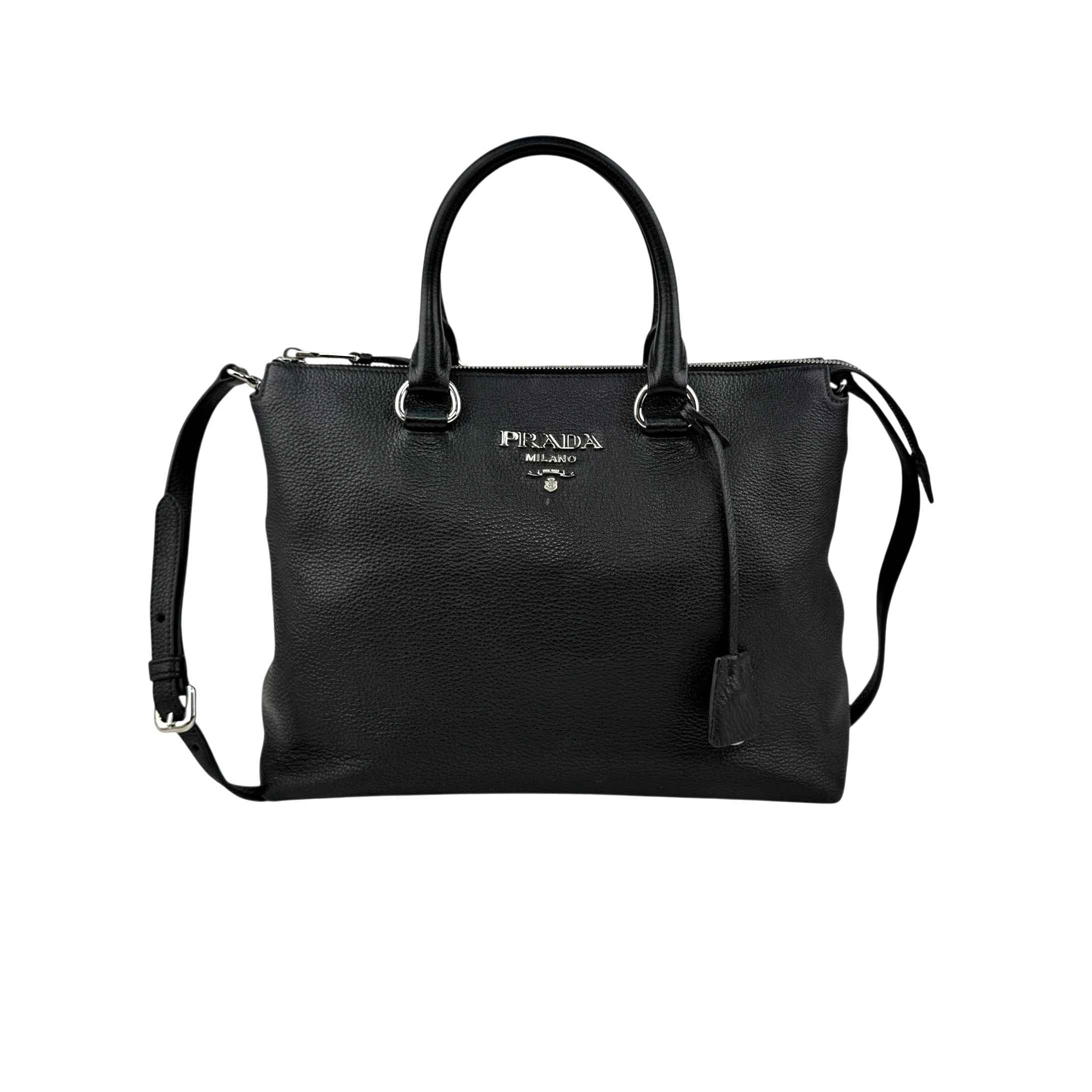 Prada Vitello Daino Leather Galleria Black Handbag