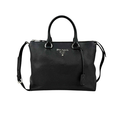 Prada Vitello Daino Leather Galleria Black Handbag