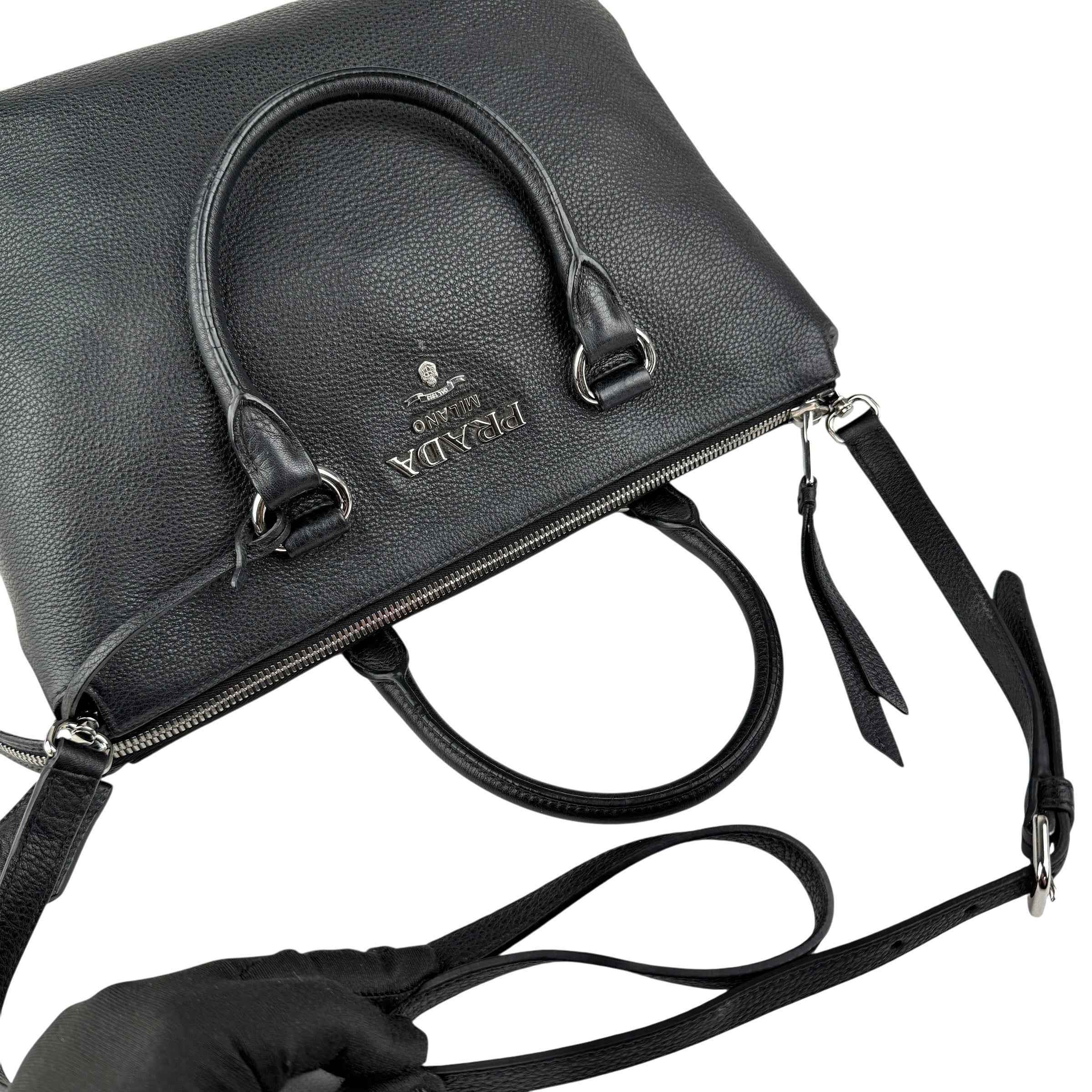 Prada Vitello Daino Leather Galleria Black Handbag