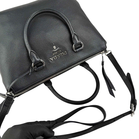 Prada Vitello Daino Leather Galleria Black Handbag
