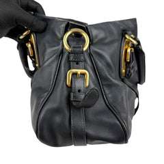 prada black soft calf leather satchel bag right