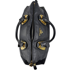 prada black soft calf leather satchel bag top