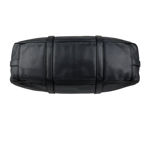 prada black soft calf leather satchel bag bottom