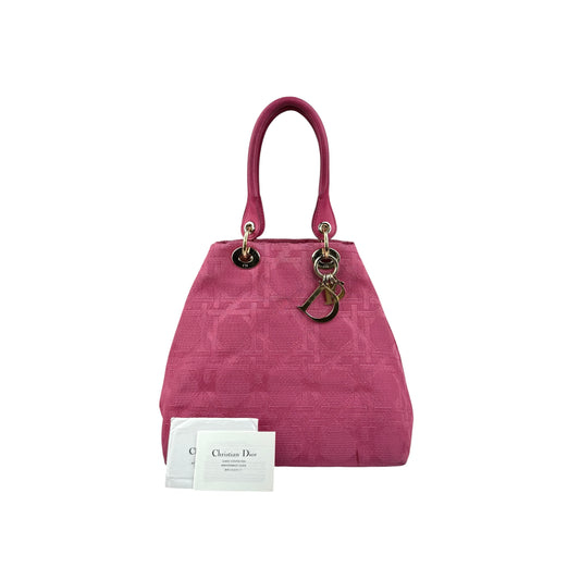 Pre-owned Dior Pink Fabric Bag With Leather Handle bag back view