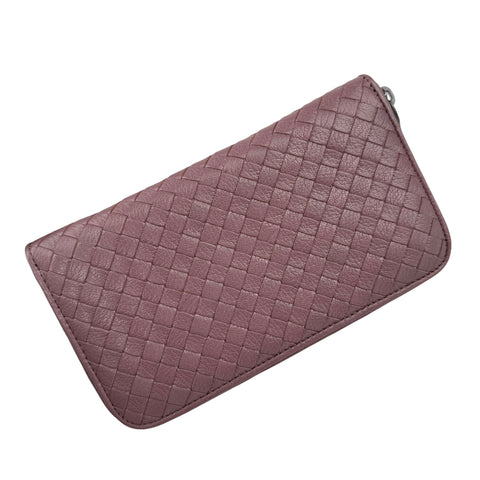 Pre-owned Bottega Veneta Deco Rose Intrecciato Woven Nappa Leather Zip Around Wallet wallet