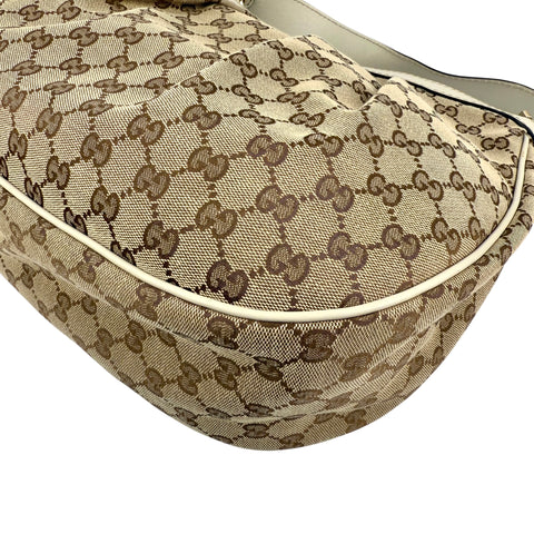 Pre-owned Gucci Beige/White GG Canvas Medium Sukey Hobo bag