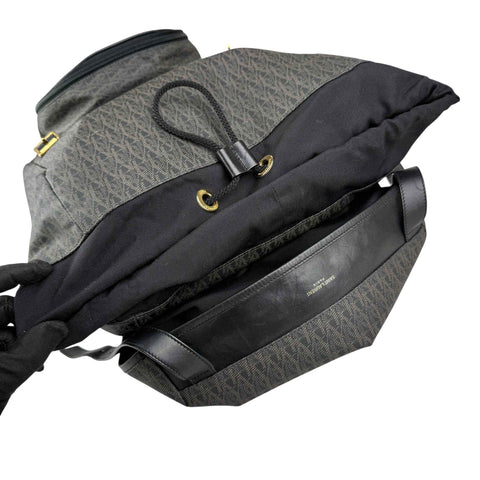Saint Laurent Monogram Coated Canvas Backpack Brown