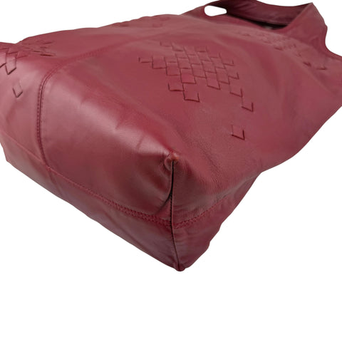 Pre-owned Bottega Veneta Catalano Regent Burgundy Intrecciato Leather Tote Bag tote bag