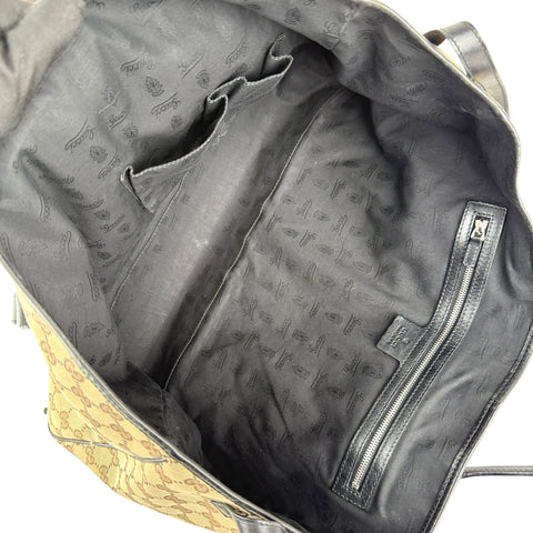 Pre-owned Gucci GG Twins Canvas Leather Tote Bag