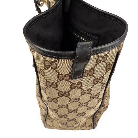 Pre-owned Gucci GG Twins Canvas Leather Tote Bag