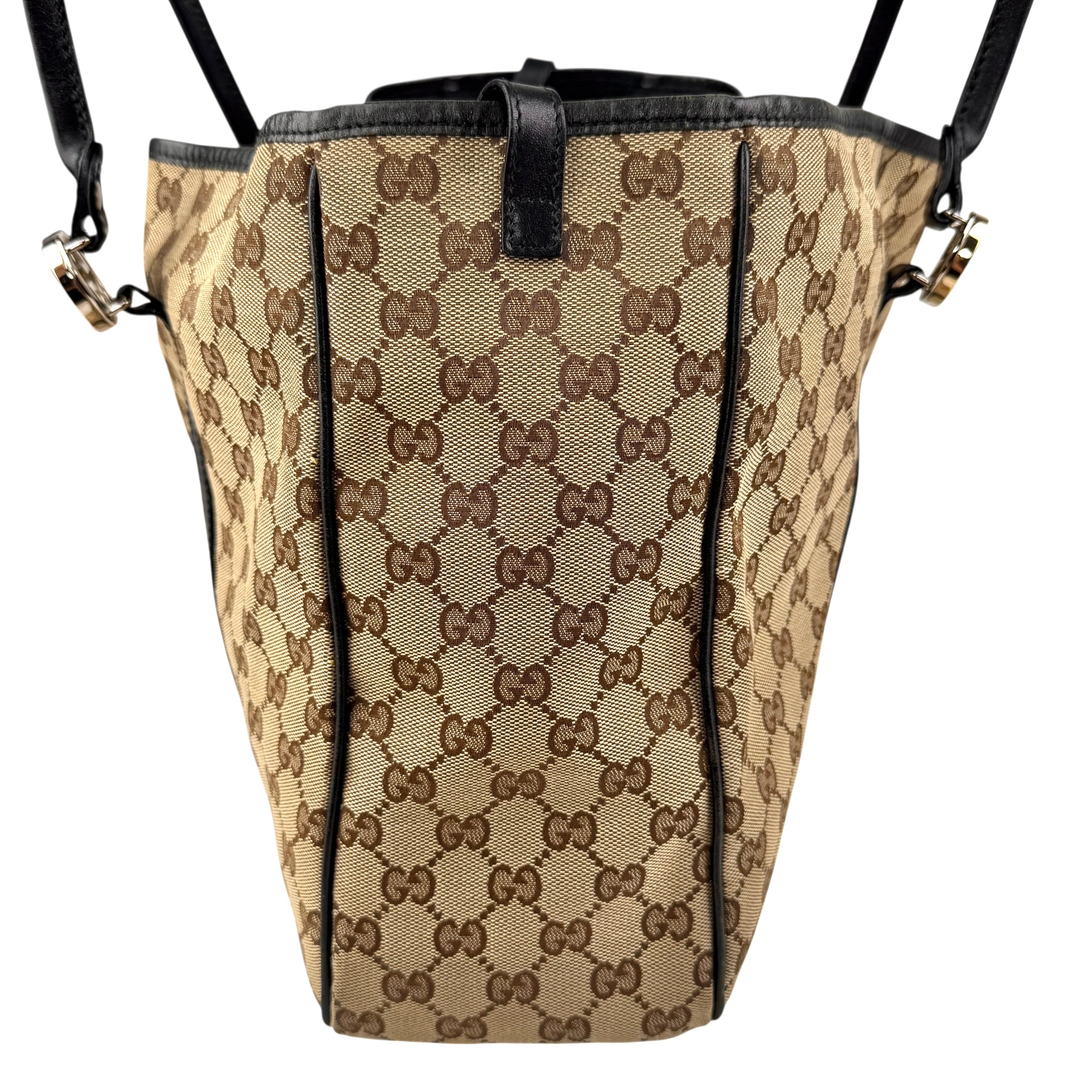 Pre-owned Gucci GG Twins Canvas Leather Tote Bag
