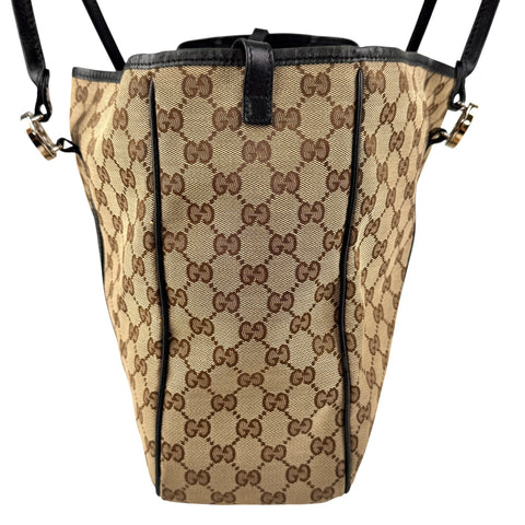 Pre-owned Gucci GG Twins Canvas Leather Tote Bag