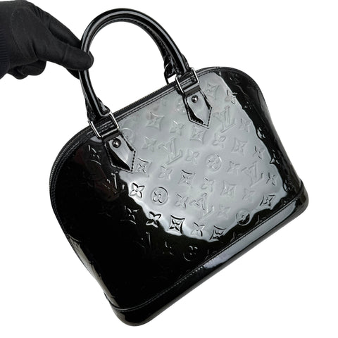 Pre-owned Louis Vuitton Black Magnetique Monogram Vernis Alma PM bag