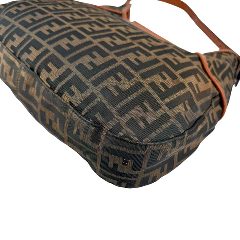 Fendi Tobacco Zucca Canvas Double Buckle Hobo Bag