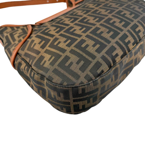 Fendi Tobacco Zucca Canvas Double Buckle Hobo Bag