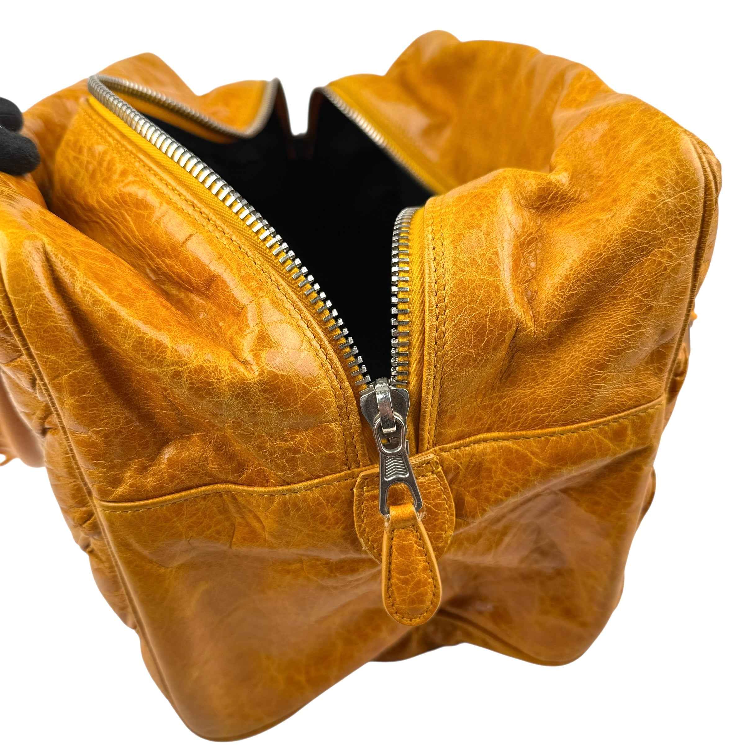 Balenciaga Quilted Mustard Yellow Leather Matelasse Handbag