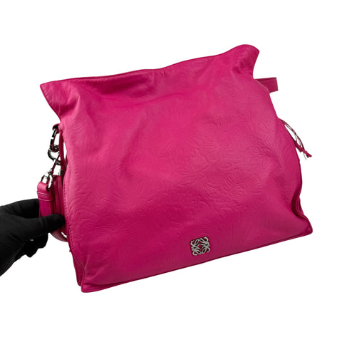 loewe pink leather flamenco shoulder bag left front 45