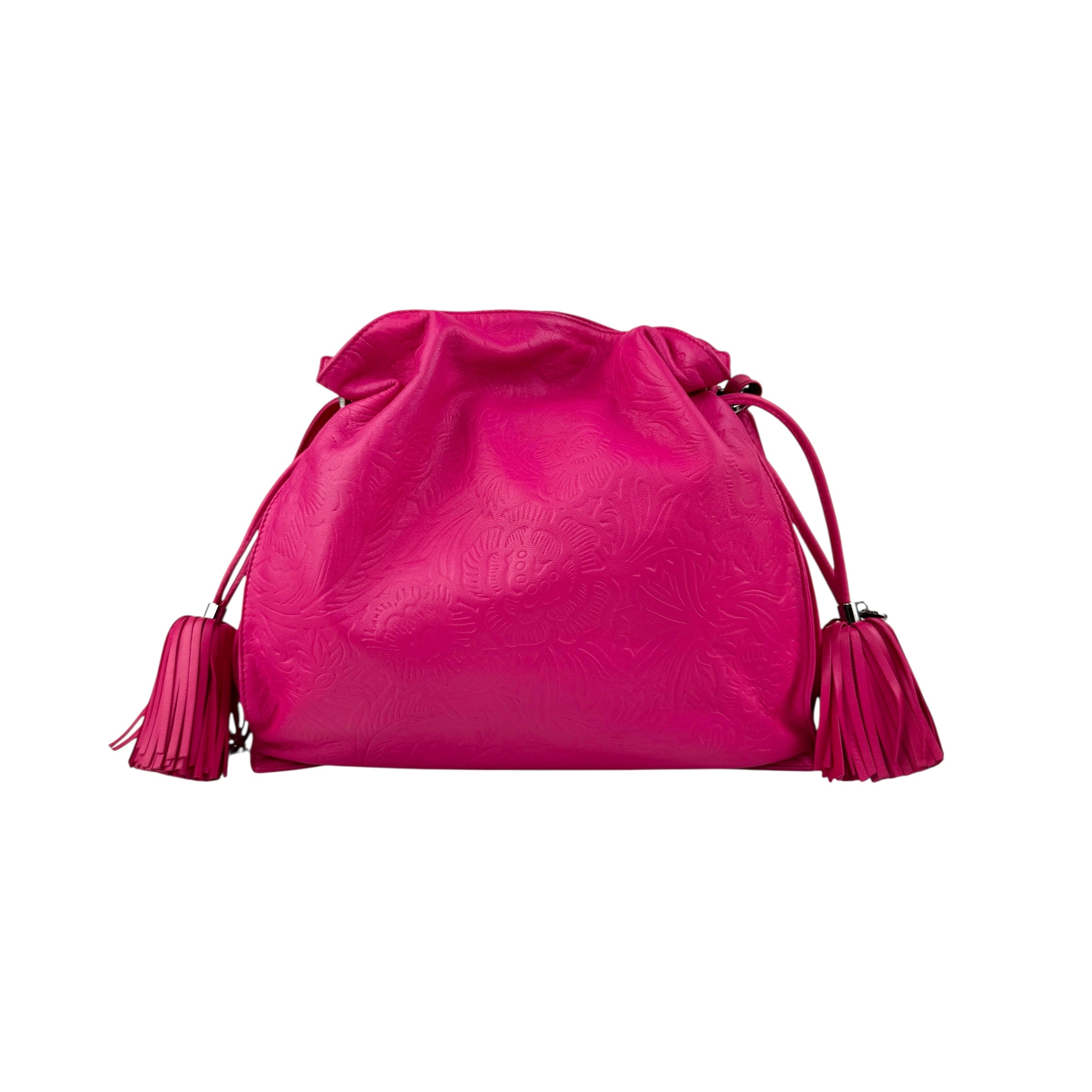 loewe pink leather flamenco shoulder bag back