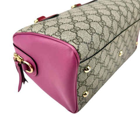 Pre-owned gucci gg supreme hand bag pvc leather 2way front