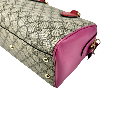 Pre-owned gucci gg supreme hand bag pvc leather 2way front