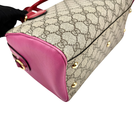 Pre-owned gucci gg supreme hand bag pvc leather 2way front